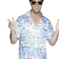 Camisa Hawaiana Azul Para Hombre