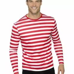 Camiseta De Rayas Rojas Y Blancas Para Hombre