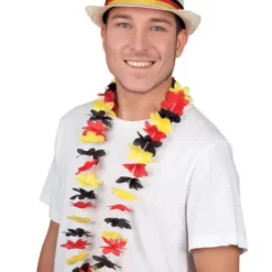 Collar De Flores Tricolor Rojo, Negro Y Amarillo