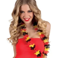 Collar Hawaiano Tricolor Rojo, Amarillo Y Negro