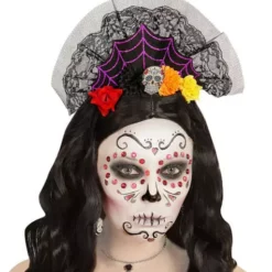 Diadema Con Velo De Día De Los Muertos Para Mujer -Tradiciones Ventas diadema con velo de dia de los muertos para mujer 2