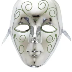 Máscara Plateada Con Glitter Verde