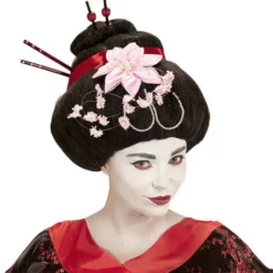 Peluca De Geisha Con Flores Para Mujer