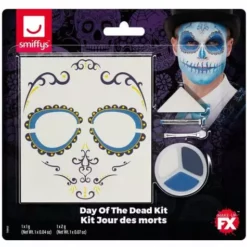 Set De Maquillaje Catrina Mejicana Azul Para Adulto -Tradiciones Ventas set de maquillaje catrina mejicana azul para adulto 2