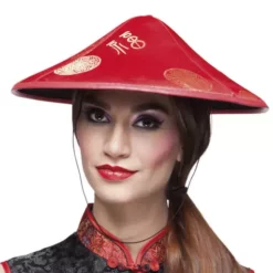 Sombrero Kasa Chino Rojo Para Adulto